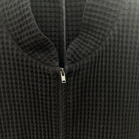 Eileen Fisher Waffle Knit Jacket LARGE Black Stretch LS Lyocell Organic Cotton - Picture 3 of 12
